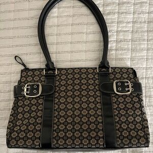 Nine West Black, Beige Canvas Shoulder Bag